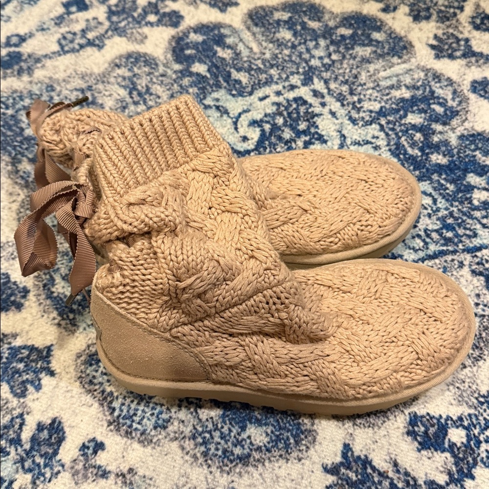 UGG Tan Knit Ankle Boots